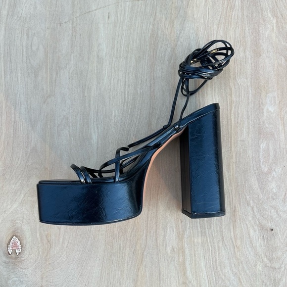 ASOS DESIGN nanon strappy platform heeled sandals in black sz 9 - Picture 4 of 13